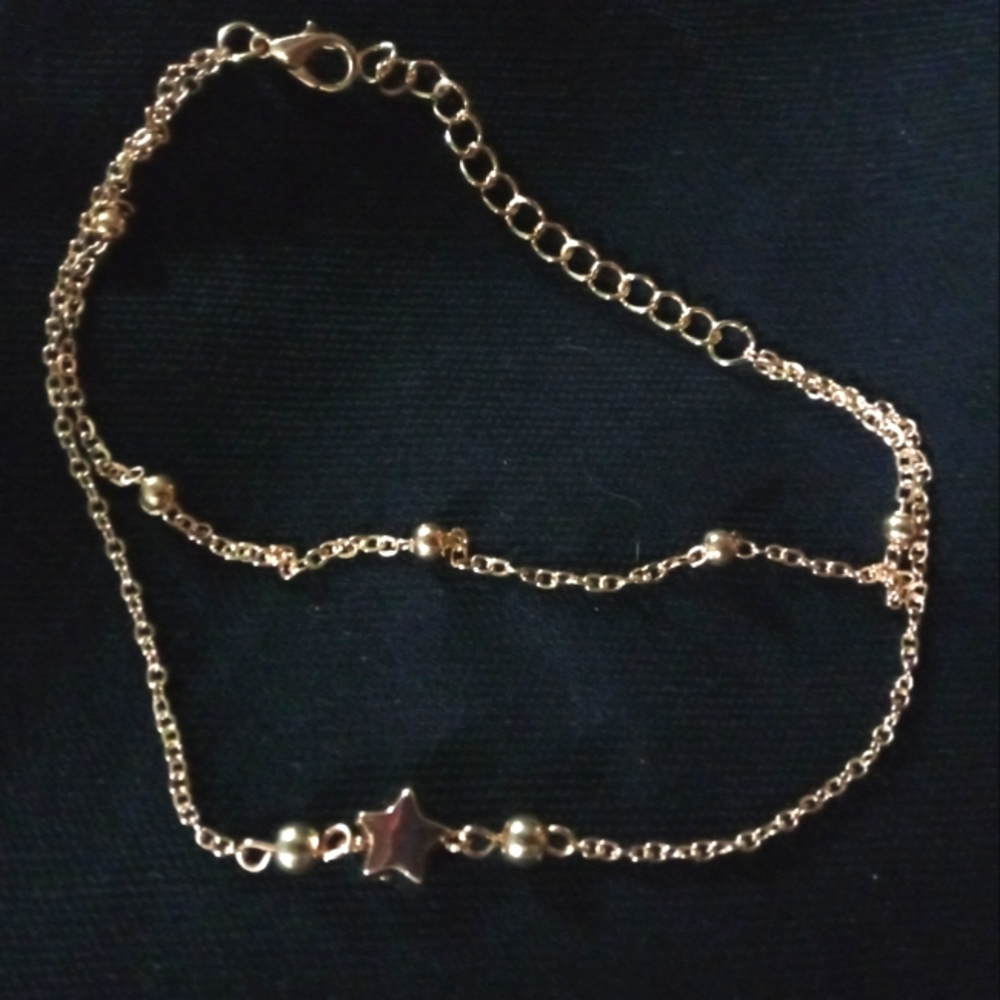 Gold "star" double layer anklet